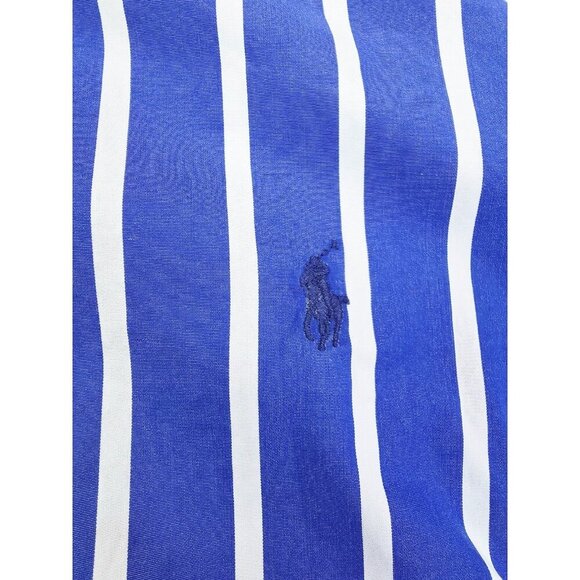 Polo Ralph Lauren Classic Fit Size 12 Womens Blue White Stripe Chest Logo Shirt - Picture 5 of 10